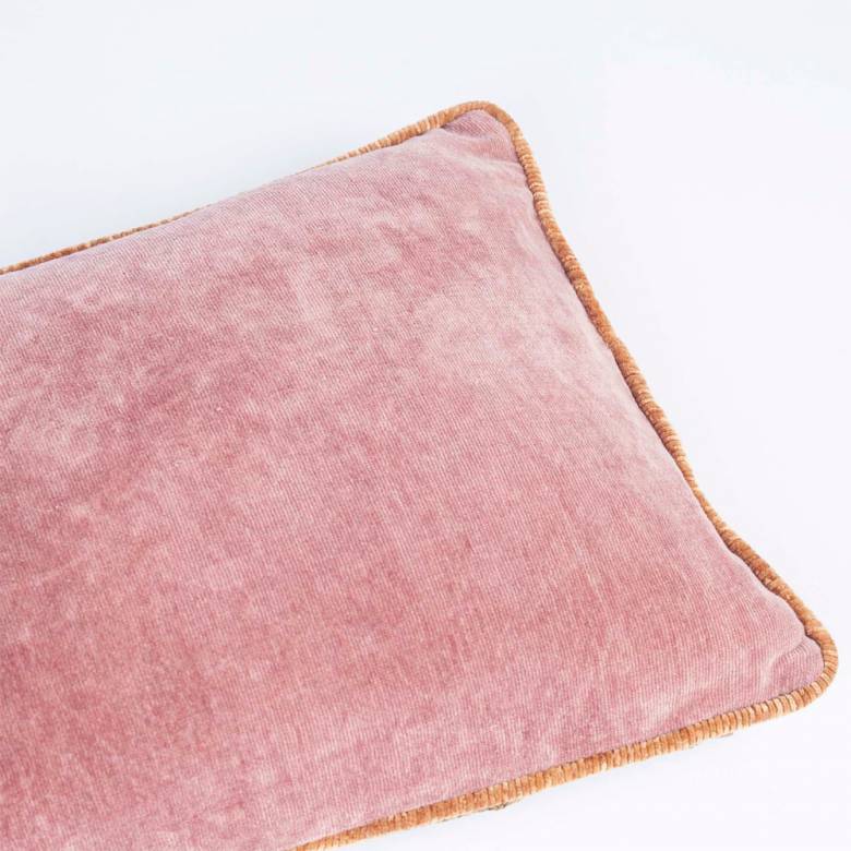 Pioni Rectangular Velvet Cushion In Pink 50x30