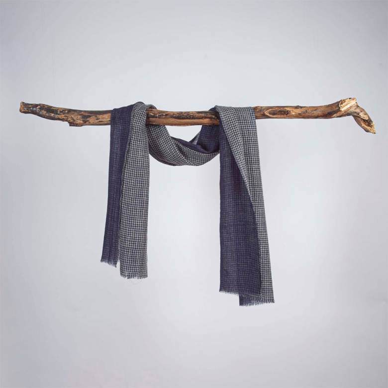 Port Issac Reversible Check Wool Scarf By Jo Edwards