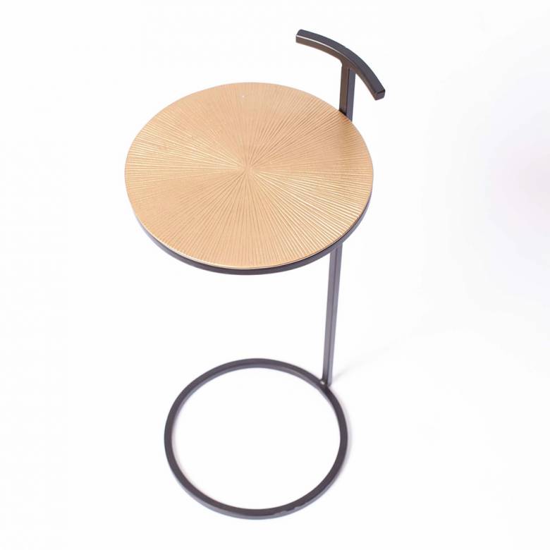 Position Circular Side Table With Brass Shelf
