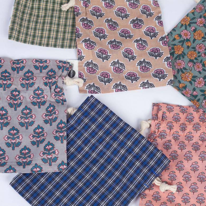 Printed Cotton Drawstring Gift Bag