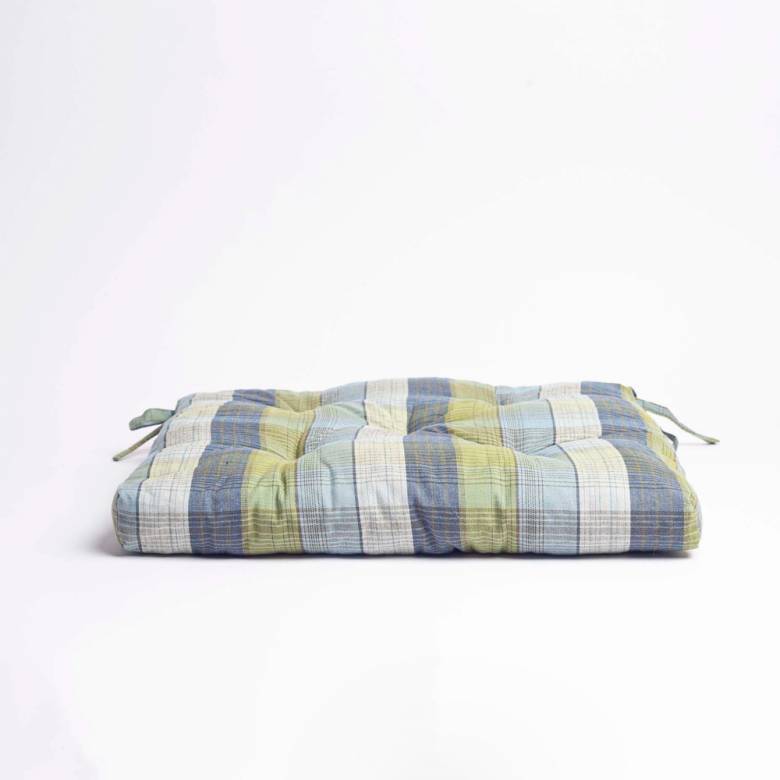 Printed Seat Pad Cushion In Green & Blue