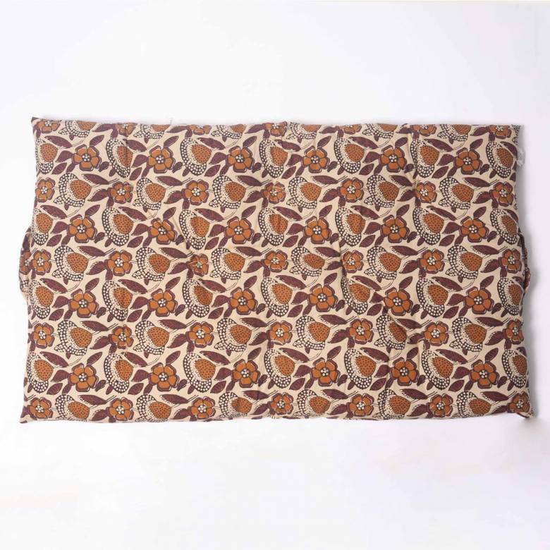 Printed Single Cotton Folding Cushion In Brown Flora Block Print