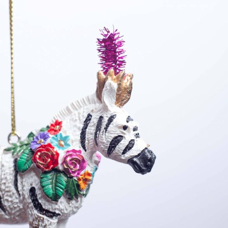 Resin Carnival Zebra Hanging Christmas Decoration