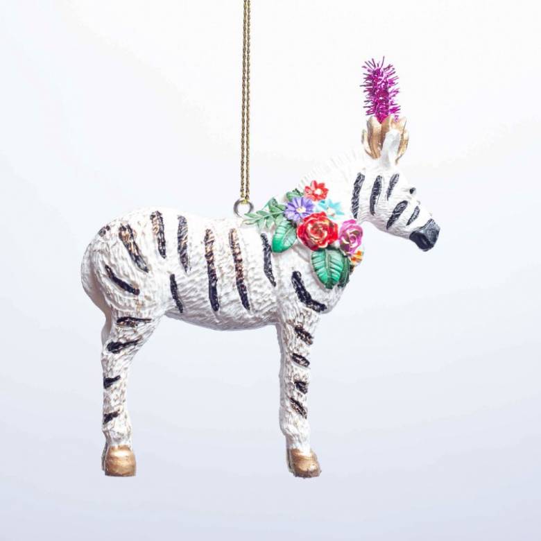 Resin Carnival Zebra Hanging Christmas Decoration