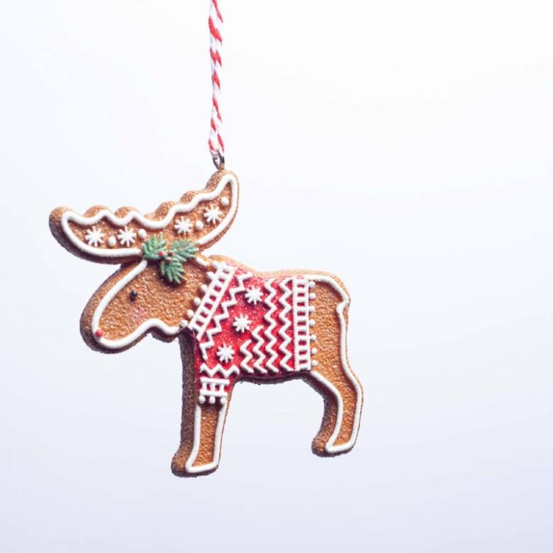 Resin Gingerbread Moose Hanging Christmas Decoration