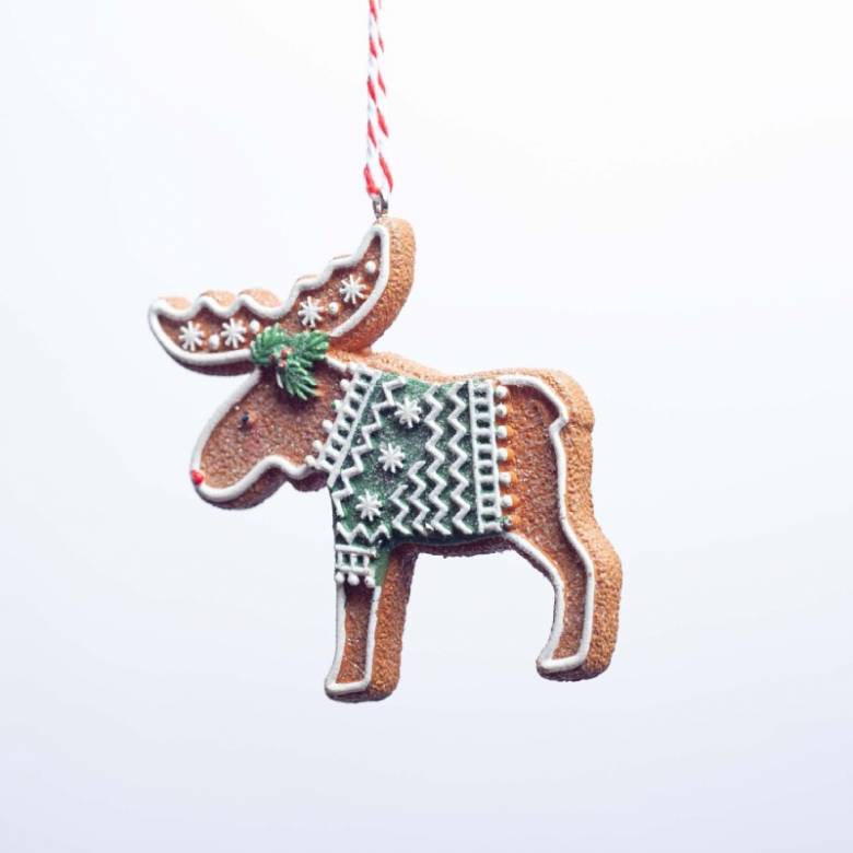 Resin Gingerbread Moose Hanging Christmas Decoration