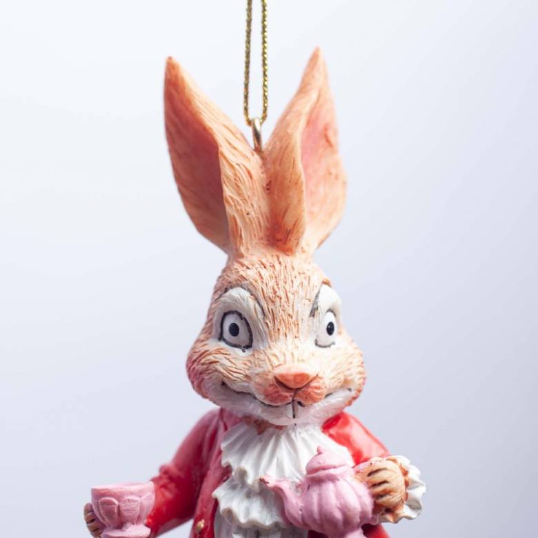 Resin Mad March Hare Hanging Christmas Decoration