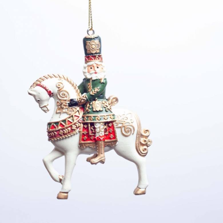 Resin Nutcracker On Horse Hanging Christmas Decoration