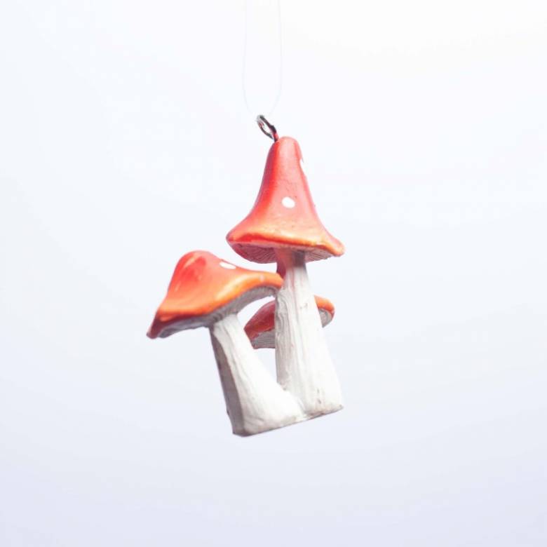 Resin Toadstool Hanging Christmas Decoration