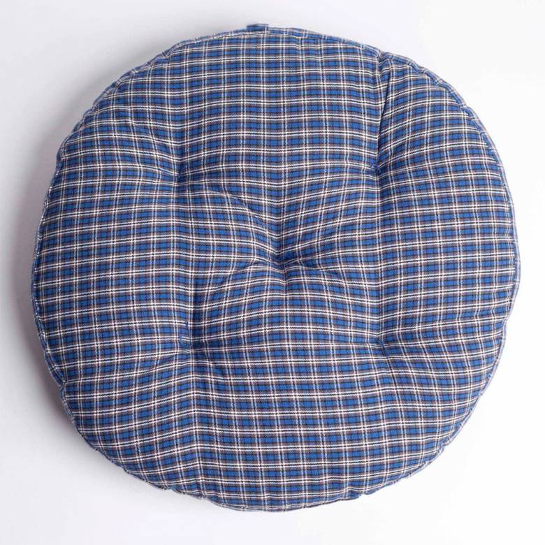 Round Seat Pad Cushion In Blue Check