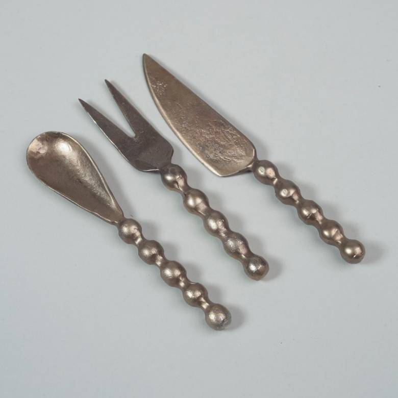 Rustic Brass Bobble Cheese Utensil Set