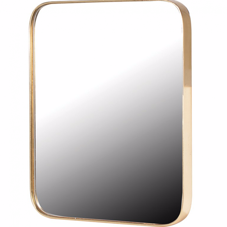 Gold Rectangular Mirror With Curved Frame 51x60cm