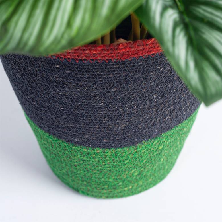 Seagrass Waste Paper Basket in Midnight and Beryl Green