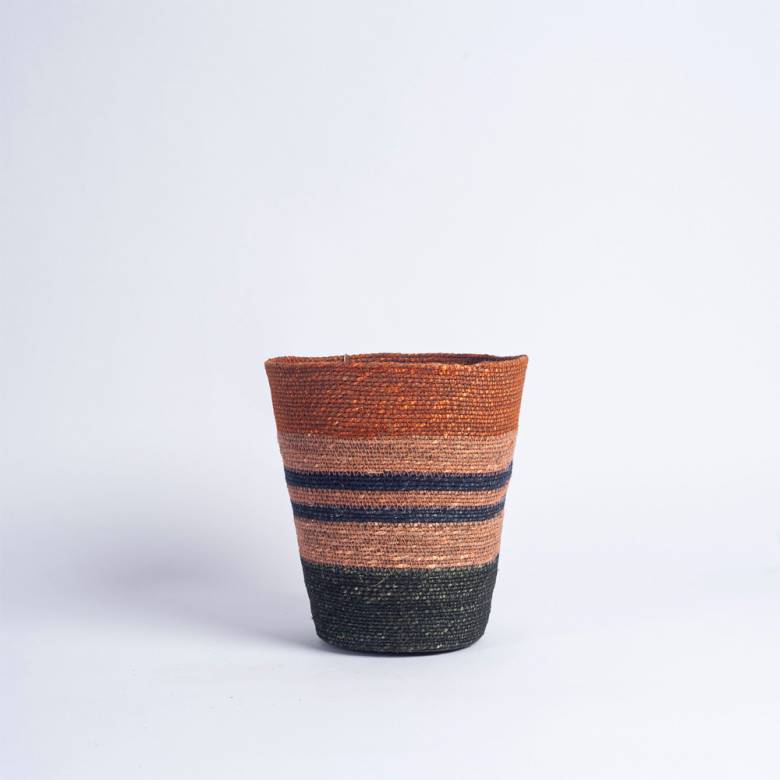 Seagrass Waste Paper Basket in Olive And Old Rose