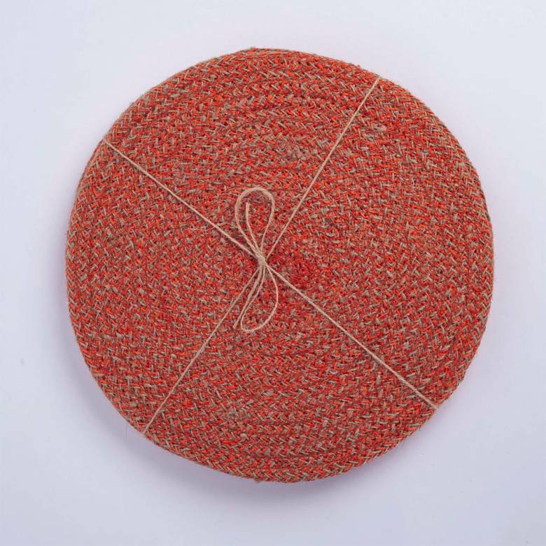 Set Of 4 Jute Placemats In Tangerine 27cm