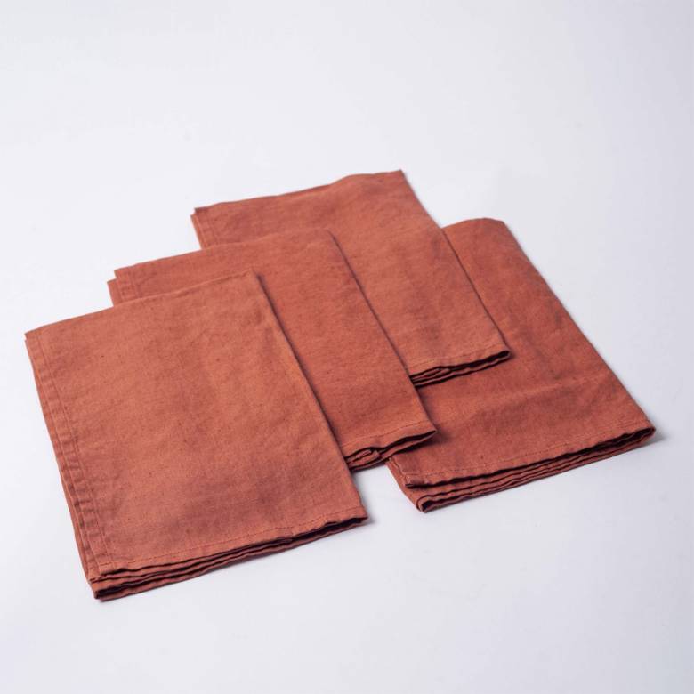 Set Of 4 Linen Napkins In Copper