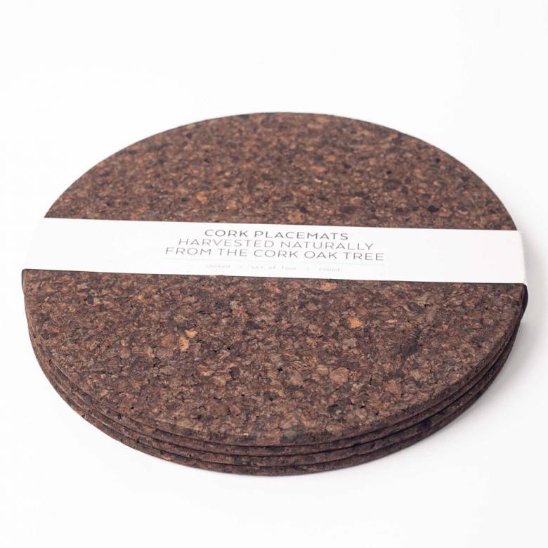 Set Of 4 Round Cork Placemats In Smoked