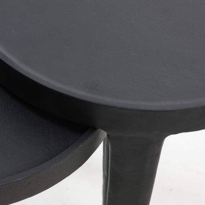 Small Simple Black Metal Side Table With Curved Lip H:37cm