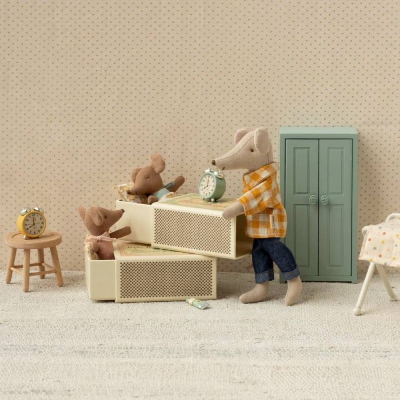 Sleepy/Wakey Baby Rose Mouse In Matchbox By Maileg 3+