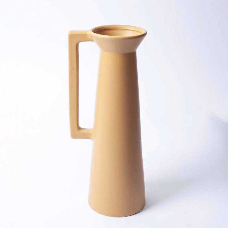 Slim Ceramic Vase In Mustard