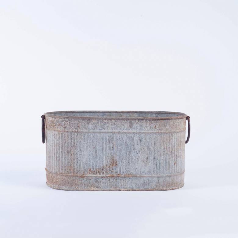 Small Akasa Zinc Trough Planter With Handles