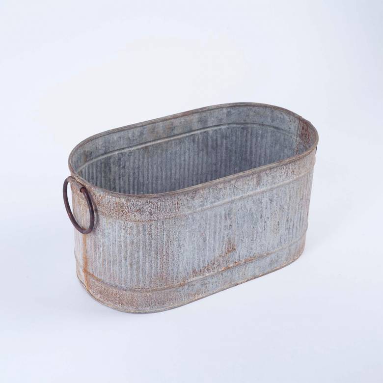 Small Akasa Zinc Trough Planter With Handles