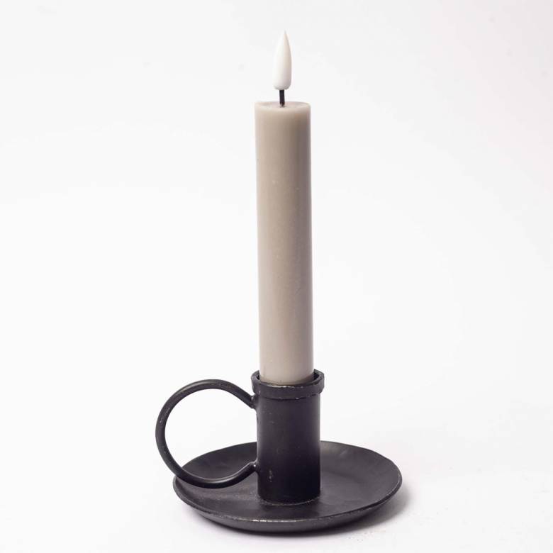 Small Amri Candlestick Holder With Handle In Antique Black