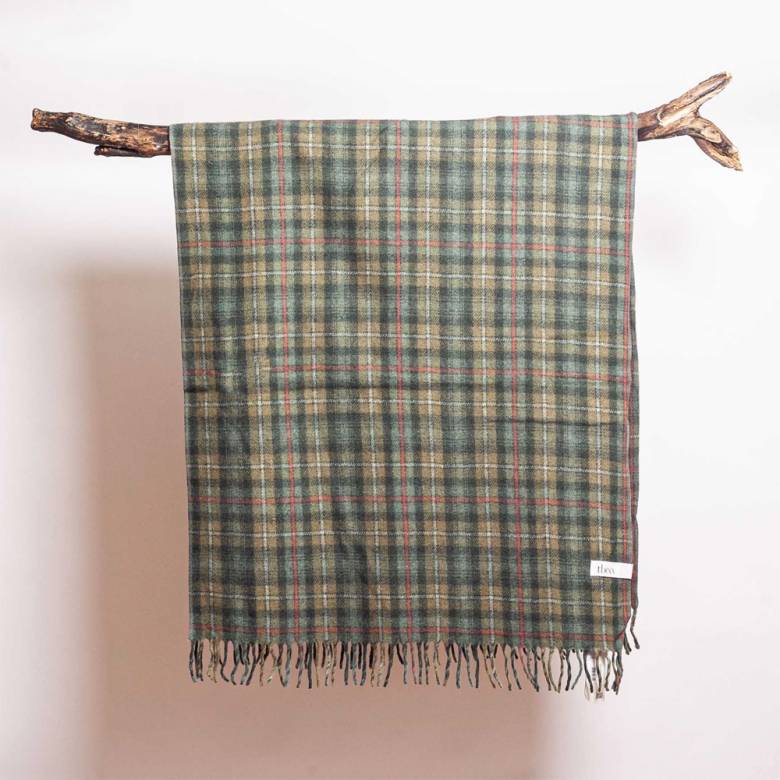 Small Blanket In Mackenzie Weathered Tartan Recycled Wool