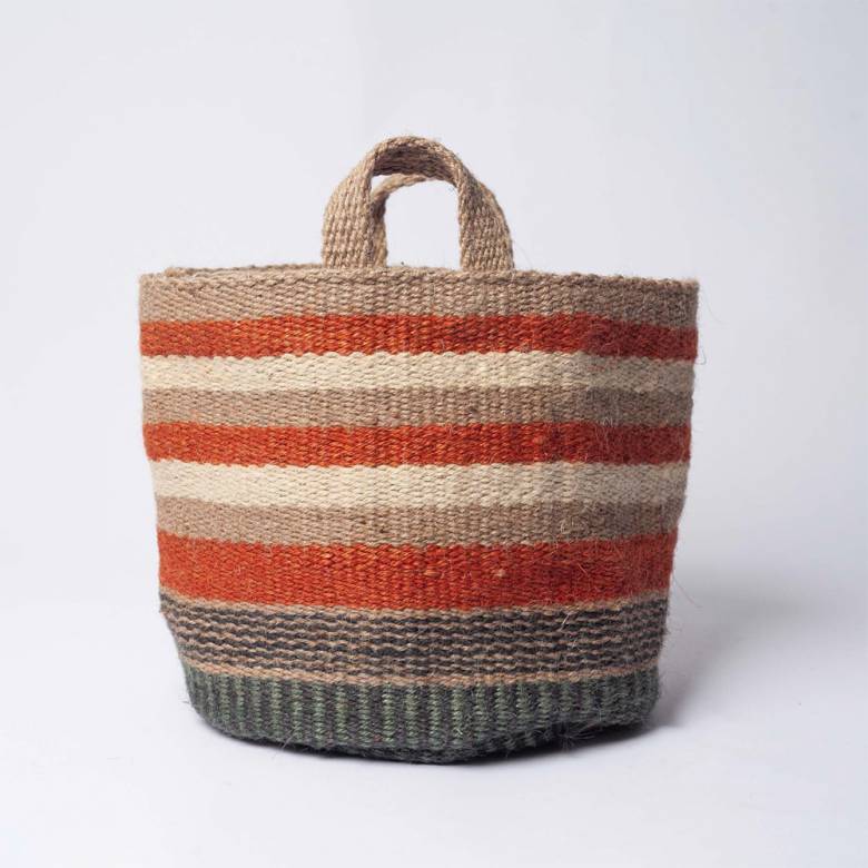 Small Jute Storage Basket In Beige, Brown & Grey 20x20cm