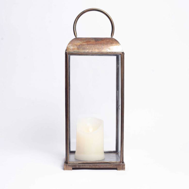 Small Kaso Lantern In Aged Antique Brass