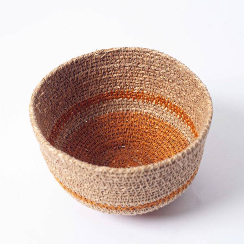 Small Orange & Natural Seagrass Tapered Basket