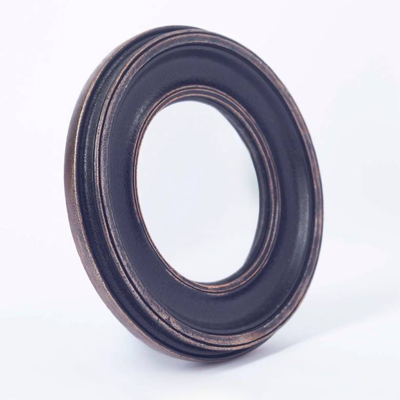 Small Round Convex Mirror With Black Patina D:23.5cm