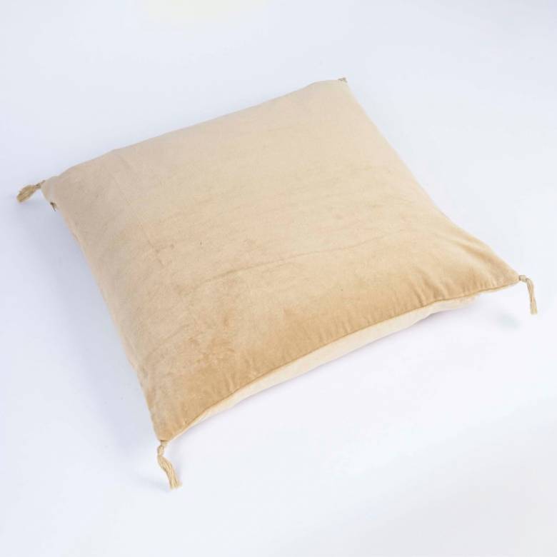 Square Velvet Cushion In Hemp 50x50cm