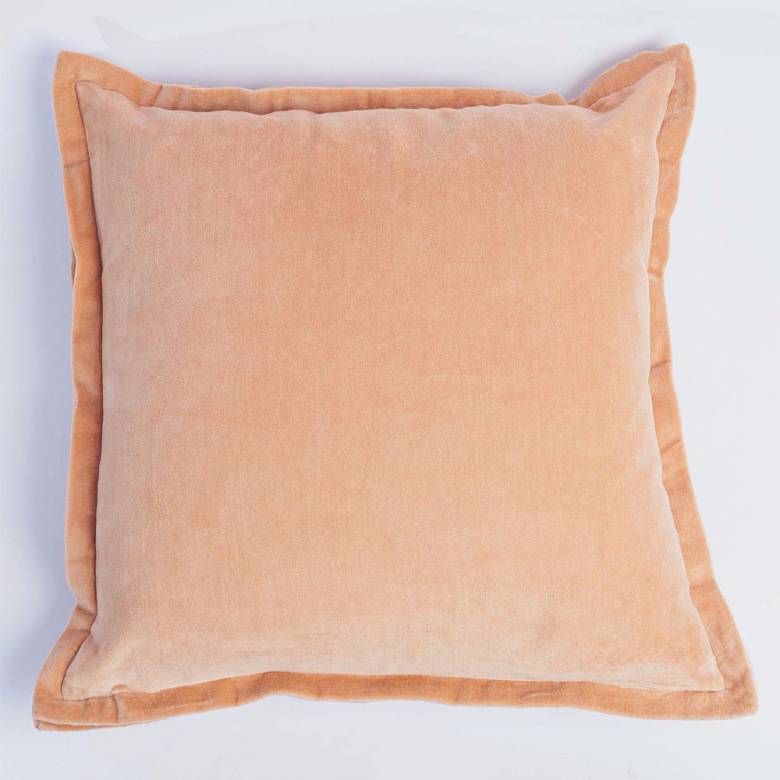 Square Velvet Cushion With Seamed Trim In Melon 50x50