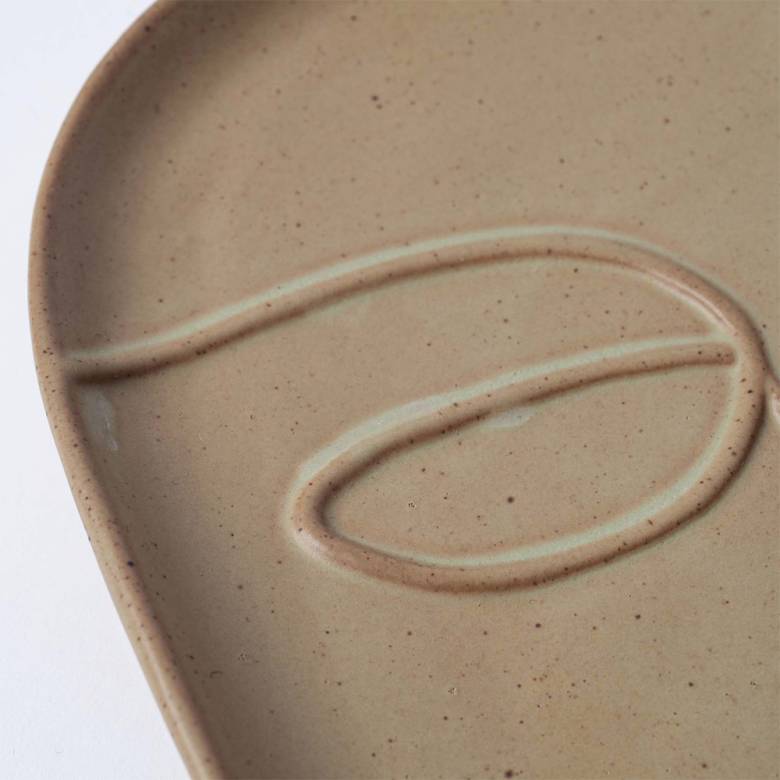 Stoneware Face Imprint Tray Dish In Green