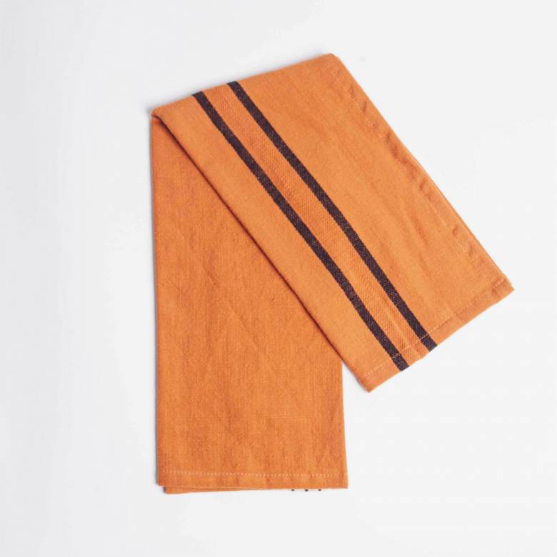 Striped Tea Towel In Burnt Orange