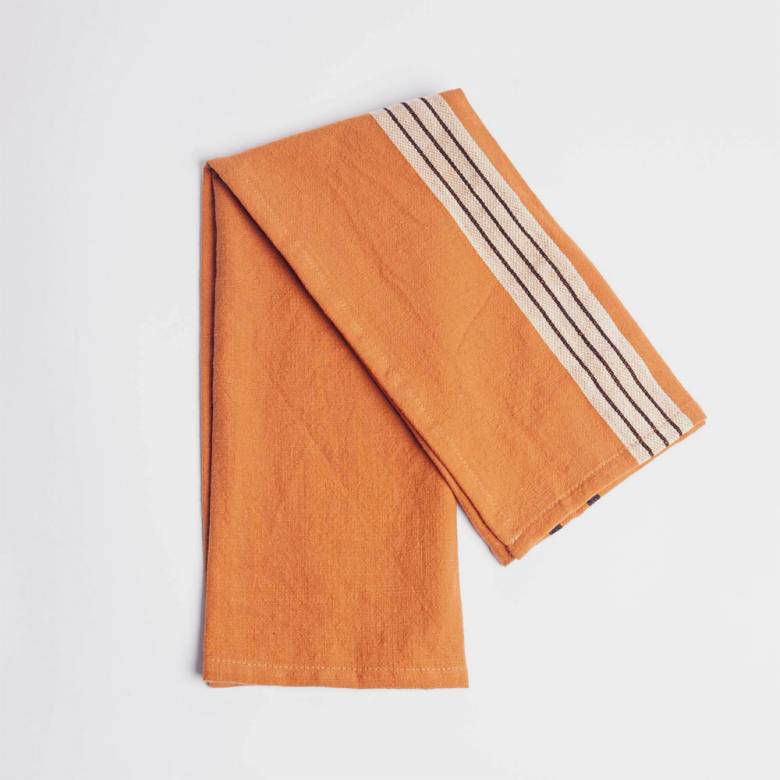 Striped Tea Towel In Burnt Orange