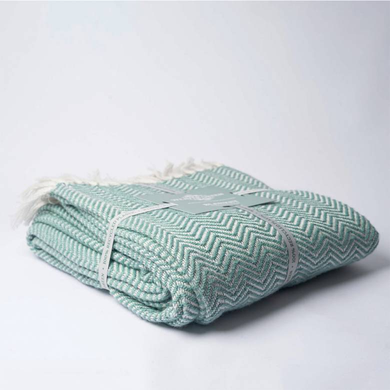 Teal Herringbone Blanket - From Recycled Plastic Bottles