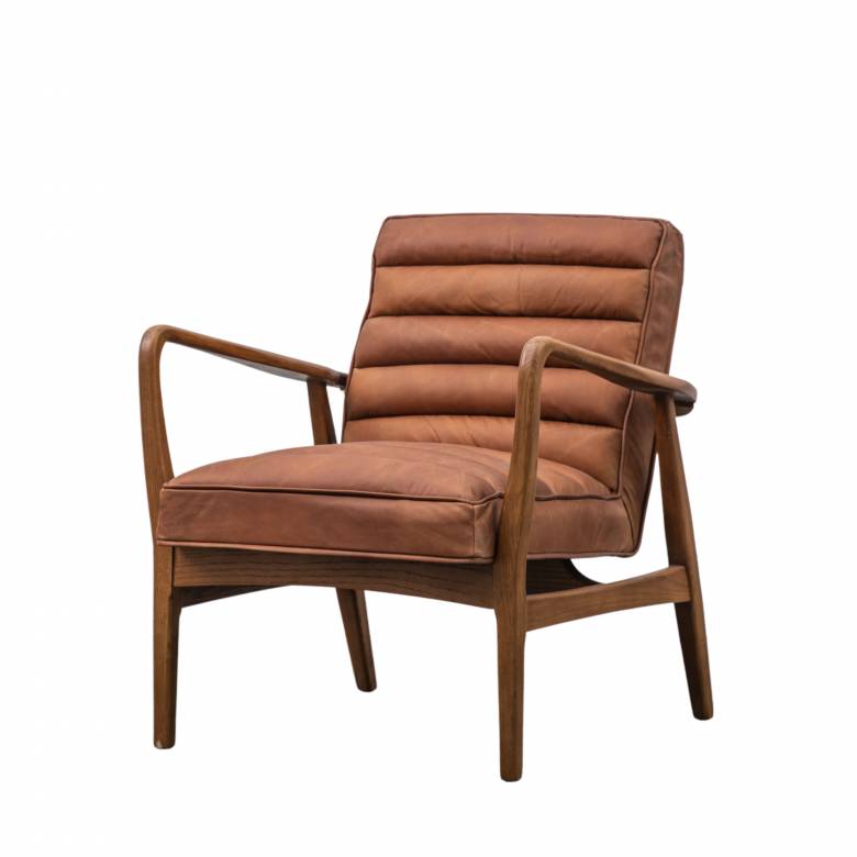 The Auto Oak Armchair in Distressed Brown Leather