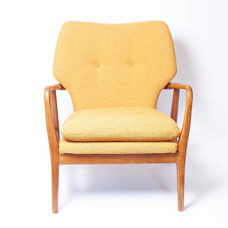 The Button Armchair in Ochre Fabric