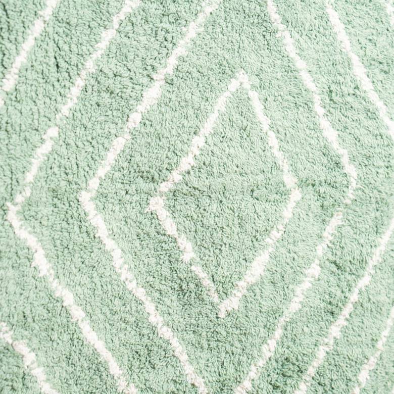 Tufted Bath Mat With Tassels In Dusty Green