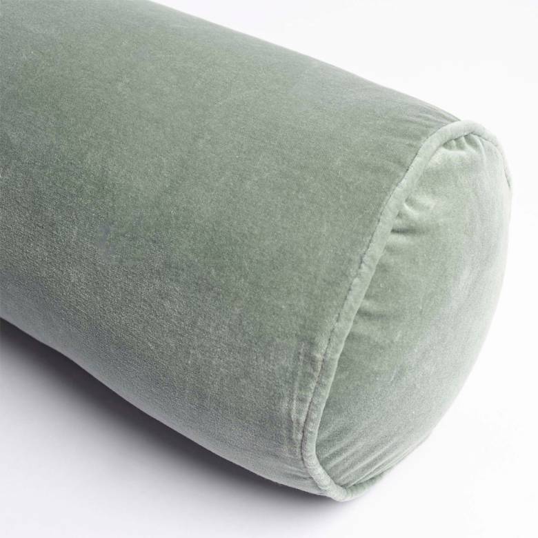 Velvet Bolster Cushion In Aqua