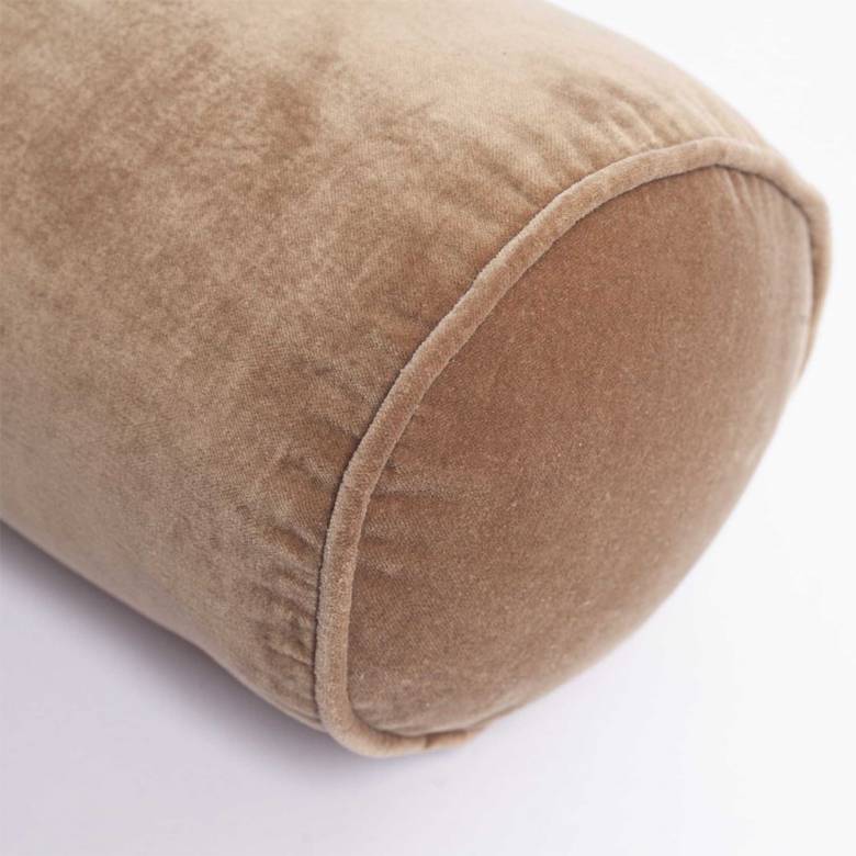 Velvet Bolster Cushion In Burnt Orange