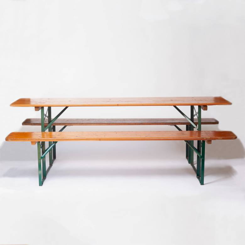 Vintage German Picnic Folding Table and Benches