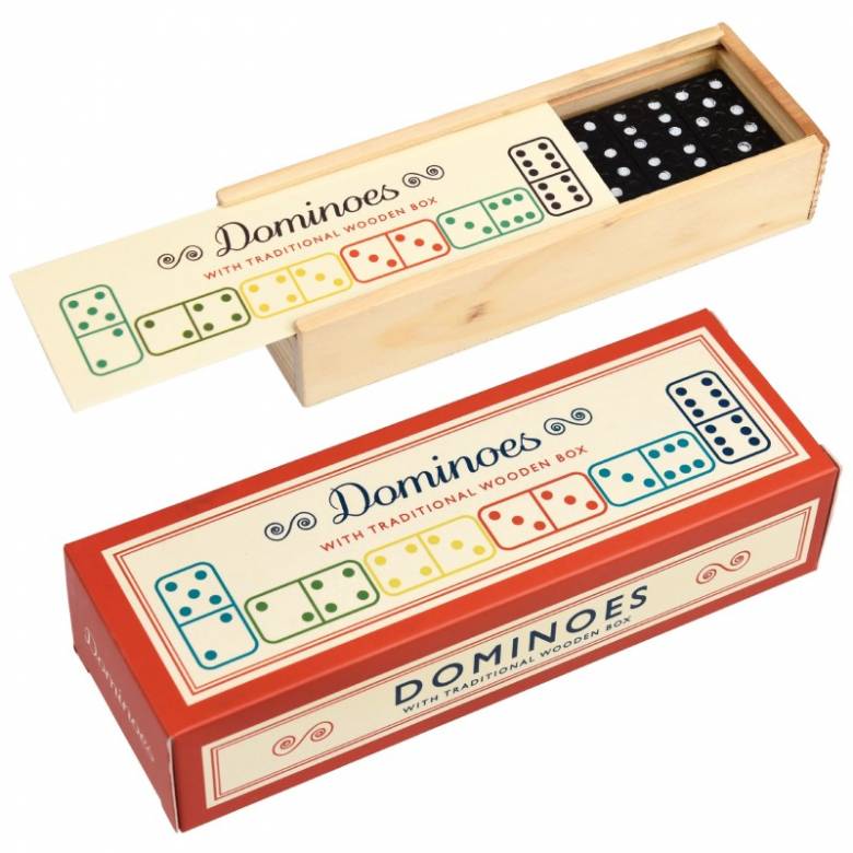 Wooden Dominoes In Slide Box