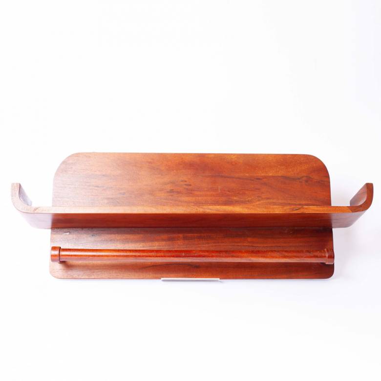 Wooden Mid Century Style Wall Shelf With Rail