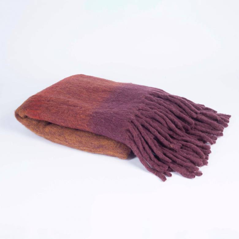 Wool Blanket Throw In Red Ombre