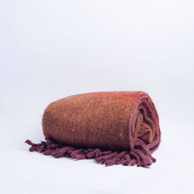 Wool Blanket Throw In Red Ombre