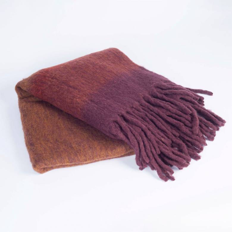 Wool Blanket Throw In Red Ombre