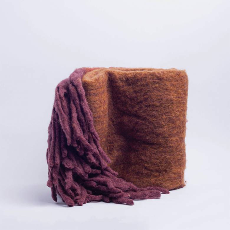 Wool Blanket Throw In Red Ombre